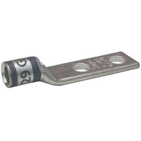 Two-Hole Compression Lug, 4 AWG Max, #10 Stud, Short Barrel, Copper, Gray MPN:24D015
