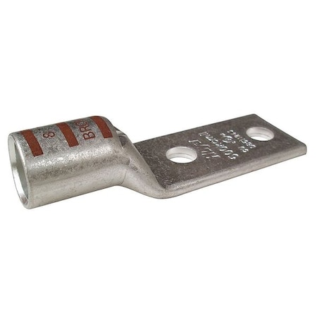 Two-Hole Compression Lug, 500 kcmil Max, 1/4 in Stud, Short Barrel, Copper, Brown MPN:24D020