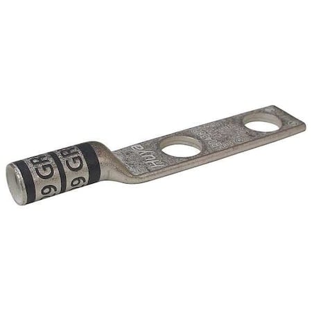 Two-Hole Compression Lug, 4 AWG Max, #10 Stud, Long Barrel, Copper, Gray MPN:24D023