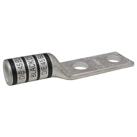 Two-Hole Compression Lug, 2/0 AWG Max, 5/16 in Stud, Long Barrel, Copper, Black MPN:24D026
