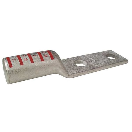 Two-Hole Compression Lug, 350 kcmil Max, 1/4 in Stud, Long Barrel, Copper, Red MPN:24D030