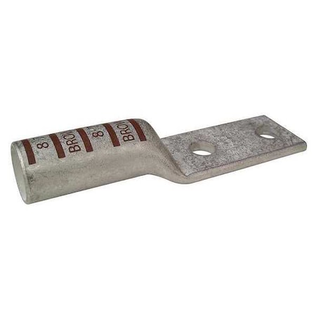 Two-Hole Compression Lug, 500 kcmil Max, 1/4 in Stud, Long Barrel, Copper, Brown MPN:24D032