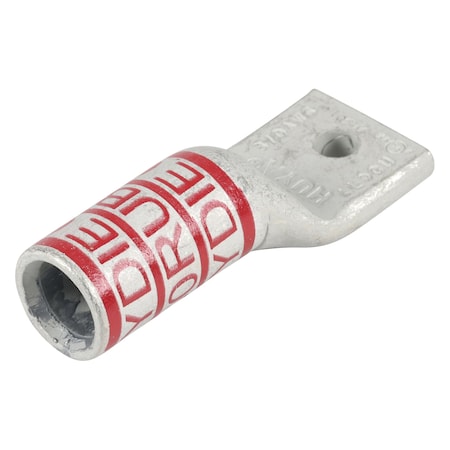 One-Hole Compression Lug, 3/0 AWG Max, 1/4 in Stud, Short Barrel, Aluminum, Ruby MPN:29YK74
