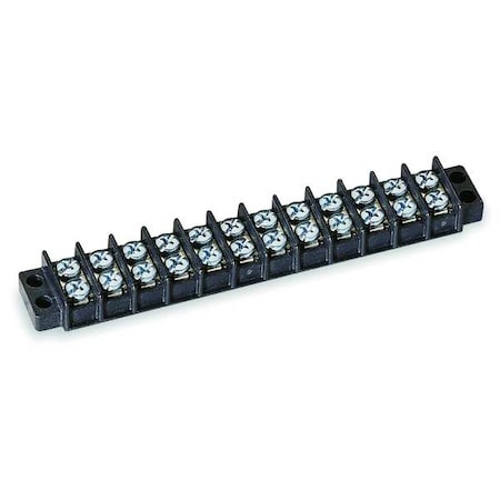 Terminal Strip, 12 Pole, 2 Row, 30 A, 600 V AC, 10 AWG, Screw Termination MPN:6YH68