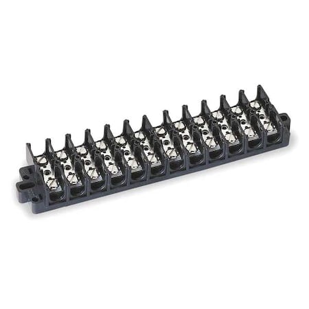 Terminal Strip, 12 Pole, 2 Row, 60 A, 600 V AC, 6 AWG, Screw Termination MPN:6YH93