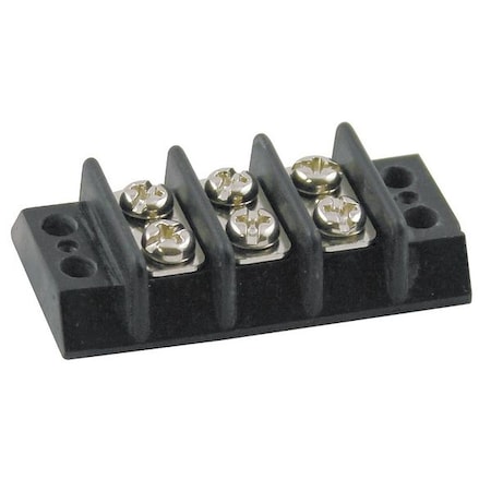 Terminal Strip, 3 Pole, 2 Row, 15 A, 300 V AC, 14 AWG, Screw Termination MPN:6ZEF3