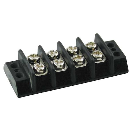 Terminal Strip, 4 Pole, 2 Row, 15 A, 300 V AC, 14 AWG, Screw Termination MPN:6ZEF4