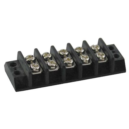 Terminal Strip, 5 Pole, 2 Row, 15 A, 300 V AC, 14 AWG, Screw Termination MPN:6ZEF5