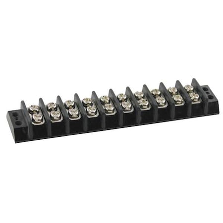 Terminal Strip, 10 Pole, 2 Row, 15 A, 300 V AC, 14 AWG, Screw Termination MPN:6ZEG0