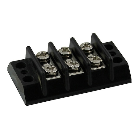 Terminal Strip, 3 Pole, 2 Row, 20 A, 300 V AC, 12 AWG, Screw Termination MPN:6ZEG7