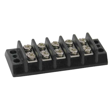 Terminal Strip, 5 Pole, 2 Row, 20 A, 300 V AC, 12 AWG, Screw Termination MPN:6ZEG9