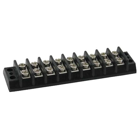 Terminal Strip, 9 Pole, 2 Row, 20 A, 300 V AC, 12 AWG, Screw Termination MPN:6ZEH3