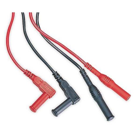 Modular Test Lead Kit, CAT III 1000V, Shrouded Straight to Shrouded Right Angle, 4 ft., Black, Red MPN:4WRC4