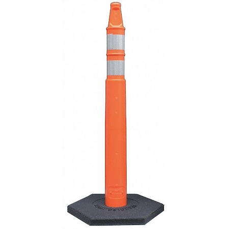 Delineator Post with Base, HDPE, Meets MUTCD Requirements, 10 lbs, Orange, 43 in H, Flat Top MPN:03-710RBC-B