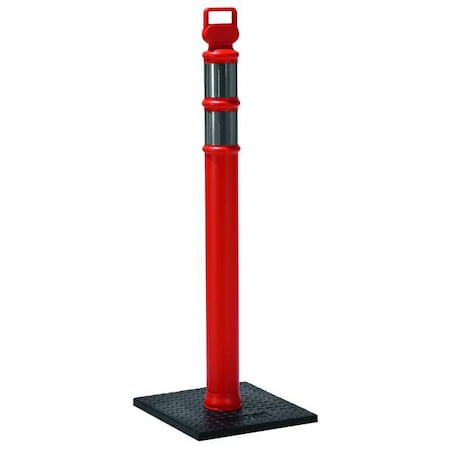 Delineator Post with Base, Polyethylene, 45 in H, Orange, High-Intensity Prismatic, Grabber Top MPN:03-747RBCG