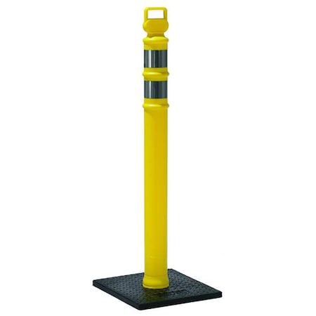 Delineator Post with Base, Polyethylene, 45 in H, Yellow, High-Intensity Prismatic, Grabber Top MPN:03-747YRBC