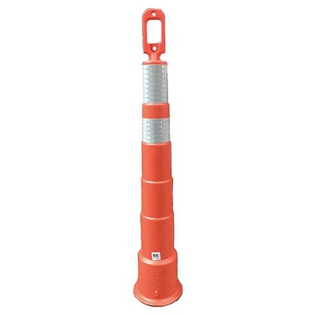 Trim Line Channelizer, HDPE, Looper Top, 49 in H, Orange, 4 Reflective Stripes, 4 in H, Engineer MPN:03-750-4EG