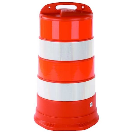Traffic Barrel, HDPE, Engineer, 41 1/2 in Height, 18 Length, 9 lb, White/Orange MPN:03-780-6EG