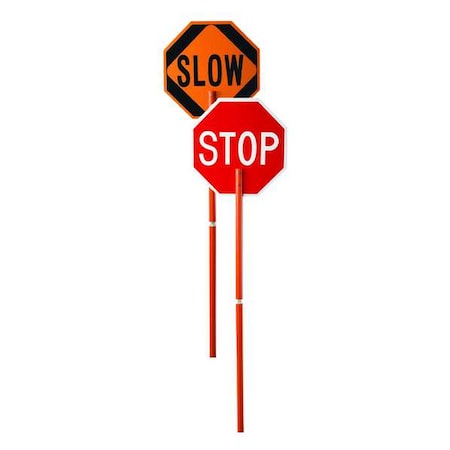 Pole Mounted Paddle, Red/Orange, Octagon, ABS Plastic, Handle MPN:03-823P
