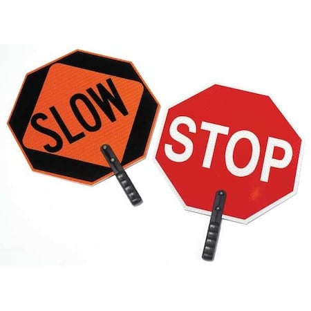 Paddle Sign, Orange/Black, Red/White, ABS Plastic, Handle MPN:03-852