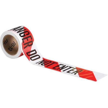 Barricade Tape, Danger Do Not Enter, Red, 3 in Wide x 200 ft Length, Polyethylene, 3 mil MPN:102821