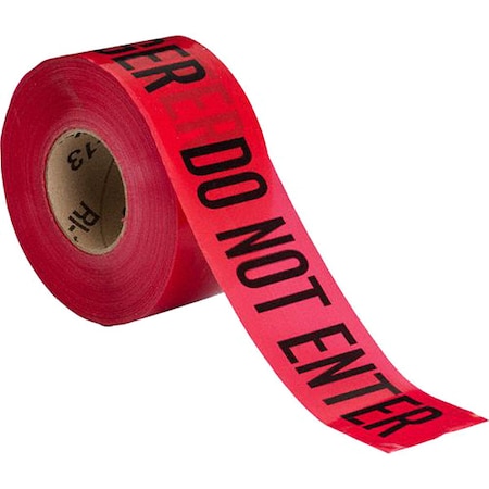 Barricade Tape, Danger Do Not Enter, Red, 3 in Wide x 1, 000 ft Length, Polyethylene, 3 mil MPN:102824