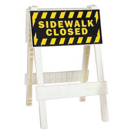 BARRICADE TYPE I SIDEWALK CLOSED, Non-Reflective, 53 in Height, Orange/White MPN:13-01-010SC