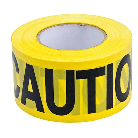 Barricade Tape, Caution, Yellow, 3 in Wide x 200 ft Length, Polyethylene, 3 mil MPN:15Y432
