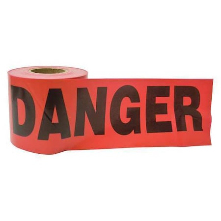 Barricade Tape, Danger, Red, 3 in Wide x 300 ft Length, Polyethylene, 2 mil MPN:16103