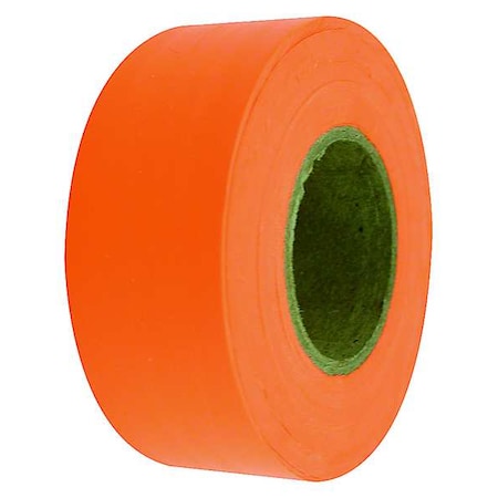Flagging Tape, No Legend, Fluorescent Orange, 1 3/16 in Wide x 150 ft Length, Vinyl, 4 mil MPN:1EC17A