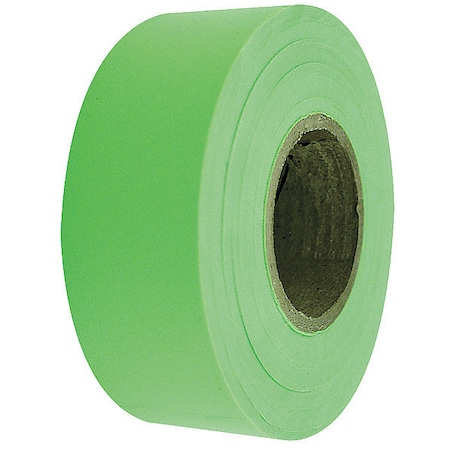 Flagging Tape, No Legend, Fluorescent Lime, 1 3/16 in Wide x 150 ft Length, Vinyl, 4 mil MPN:1EC19A