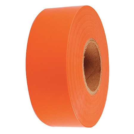 Flagging Tape, Orange, Polyethylene, 1 3/16 in Roll Width, 300 ft Long, 2 mil Thick, UV Resistant MPN:1EC25