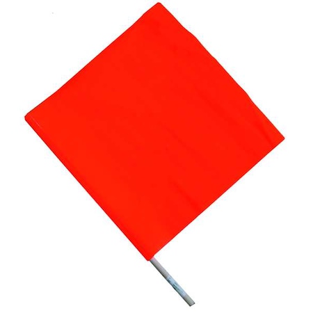 Handheld Warning Flag, Orange, Vinyl, 24 in Wood Dowel MPN:1EKR7