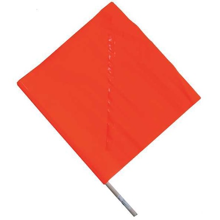 Handheld Warning Flag, Orange, Vinyl, 18