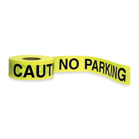 Barricade Tape, Caution No Parking, 3 in Wide x 1000 ft Long, Polyethylene, 1.6 mil Thickness MPN:1N954