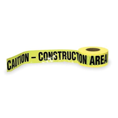 Barricade Tape, Caution Construction Area, 3 in Wide x 1000 ft Long, Polyethylene, 1.6 mil Thickness MPN:1N958