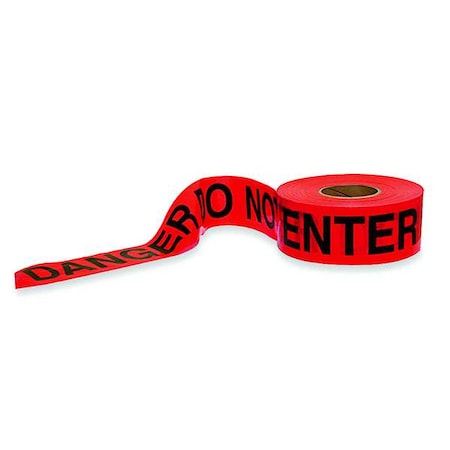 Barricade Tape, Danger Do Not Enter, 3 in Wide x 1000 ft Long, Polyethylene, 1.6 mil Thickness MPN:1N962