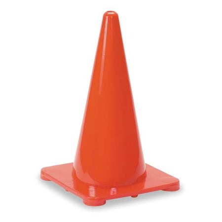 Traffic Cone, Polyethylene, Non-Reflective, 18 in Height, 1.5 lb, Red MPN:1YBW5