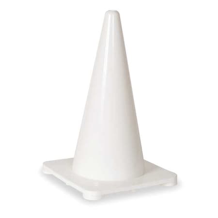 Traffic Cone, Polyethylene, Non-Reflective, 18 in Height, 1.5 lb, White MPN:1YBW7