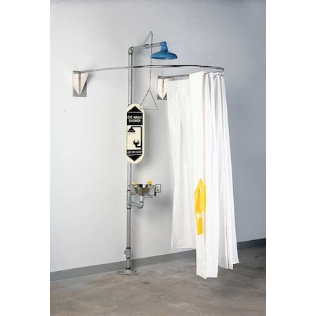 Privacy Curtain, Vinyl, White, For Use With, Shower with Eyewash MPN:21075