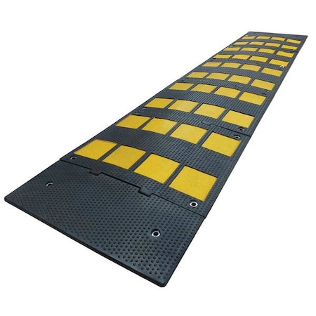 Speed Bump, Rubber, 1 1/8 in Height, 9 ft Length, Black/Yellow MPN:29NH25