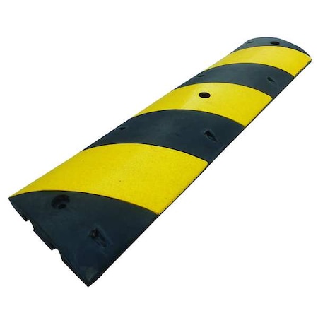 Speed Bump, Rubber, 4 Installation Holes, 1 Cable Channel, 6 ft L x 1 ft W x 2.5 in H, Black/Yellow MPN:29NH35
