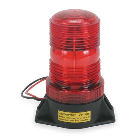 Warning Light, Red, Strobe Tube, 12 to 80V DC, 72 FPM, 3 3/4 in Dia., Surface MPN:2ERP8