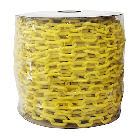 Plastic Chain, Yellow, Outdoor or Indoor, 1 1/2 in x 200 ft, Polyethylene MPN:33HK97