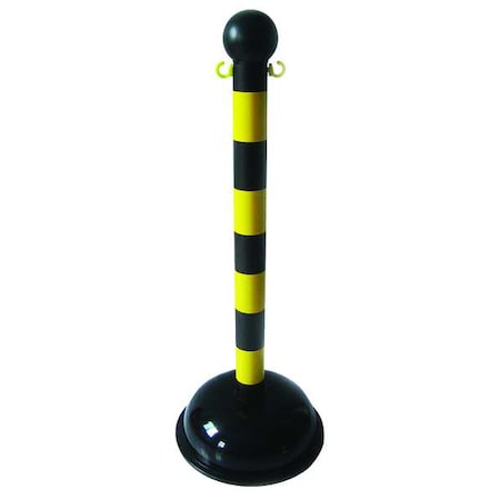 Post, Warning, 41 In H, Black/Yellow MPN:33L680