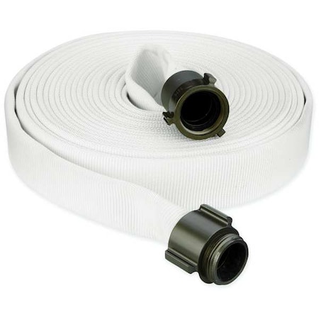 Fire Hose, Single Jacket, 100 ft. Length, 2 1/2 in Hose Inside Dia., EPDM Hose Tube, MNST Fitting A MPN:3EUJ8