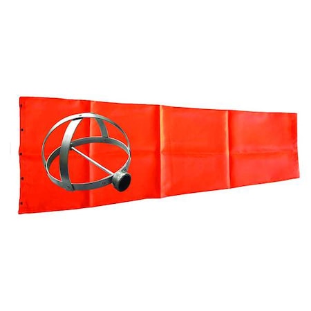 Windsock Kit, Orange, Nylon, 96 in Length, Windsock with Mounting Hardware MPN:3LWE6