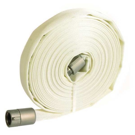 Wildland Fire Hose, Single Jacket, 100 ft Length, 1 in Hose Inside Dia., Polyester Hose Tube, White MPN:45DV06