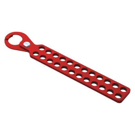Lockout Hasp, Red, Steel, 24 Max. No. of Padlocks, 3/8 in Max. Shackle Dia., 1 in Jaw Clearance MPN:45MZ53