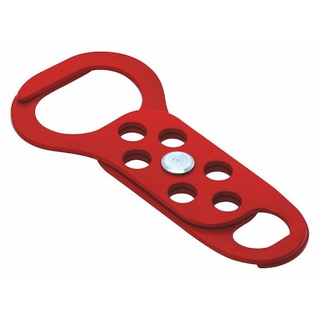 Lockout Hasp, Red, Steel, 6 Max. No. of Padlocks, 3/8 in Max. Shackle Dia. MPN:45MZ81